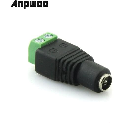 ANPWOO 100x DC Female 2.1x5.5mm Power Jack Adapter Plug Cable Connector for CCTV Camera