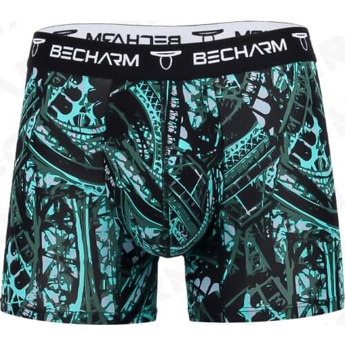 BeCharm Mens Boxers Shorts Printing Panties Male Briefs Set Sexy Underpants Boxer Men Cotton Plus Size Light Texture Breathable