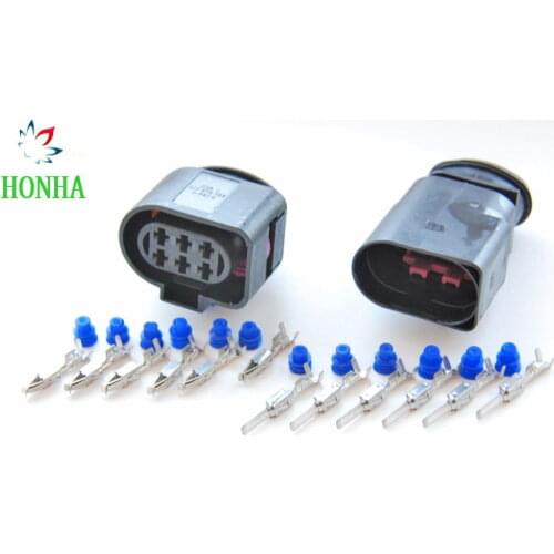 Free shipping 2/5/10 pcs/lots 6 Pin/Way 3.5 Auto Female Male LSU 4.2 Oxygen Sensor Connector Plug 1J0973733 1J0973833