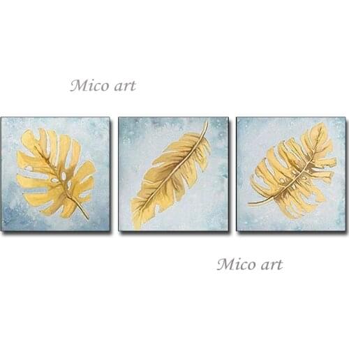 Unframed Abstract Gold Leaves Pictures Oil Painting Canvas Wall Art 100% Hand Painted Artwork Pieces For Living Room Wall Decor