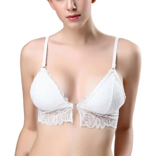 Seamless Sexy Front Closure Bras Top Spaghetti Straps Female Bras Women Lace Push Up Bra