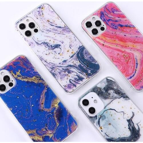 Fashion Marble Words Gold Foil Phone Cases For iPhone 12 11 Pro Max XR XS Max X 8 7Plus Soft Transaprent Protection Back Cover