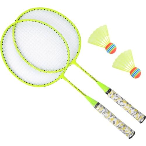 Children Badminton Racket With 2 Balls Set Outdoor Sports Game Kids Boys Girls Toy Made Of With The Protective Cover