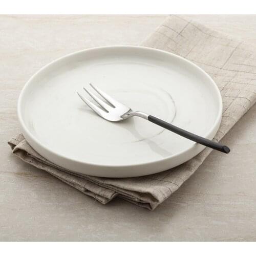 Europe Style High Quality frosting black handgrip tableware stainless steel fruit fork dessert fork resturant snack cake spoon