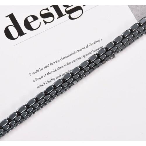 Fillet Rectangle Natural Black Hematite Stone Beads Square Loose Spacer Beads for DIY Jewelry Making Necklace Bracelet