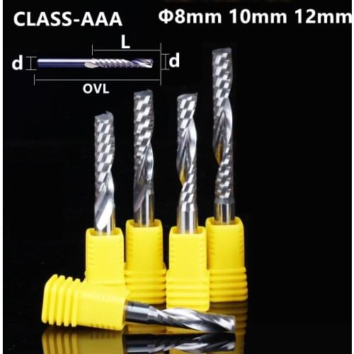 8/10/12mm shaft-1PCS,Class-3A 1 Flute End Mill,CNC milling Cutter,Tungsten carbide woodworking router bit tool,PVC,MDF,Acrylic