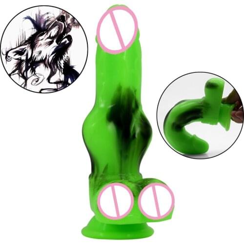 G-Spot Massager Dildo Wolf Animal Realistic Silicone Fantasy Dildos 6.5cm Dia Anal Butt Plug Suction Cup Sex Toys For Woman