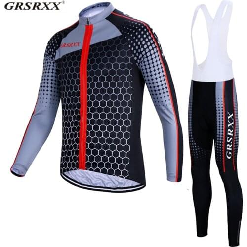 GRSRXX Cycling Jersey Set 2021 New Long Sleeve Bicycle Cycling Bib Pants Anti-UV Breathable MTB Mountain Bike Shirts