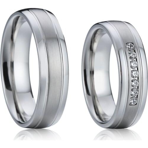 1 Pair Lovers Alliance Silver platinum color titanium wedding rings jewellery couple proposal promise rings for men and women