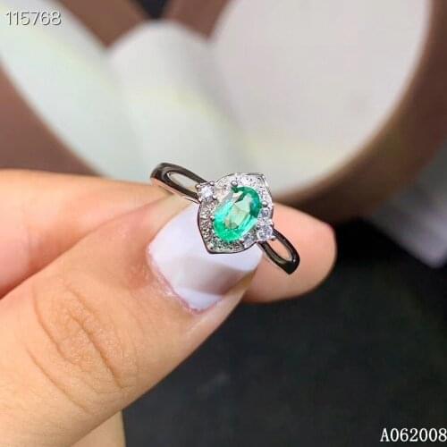 KJJEAXCMY fine jewelry 925 sterling silver inlaid natural emerald ring new female luxury gemstone ring elegant support test