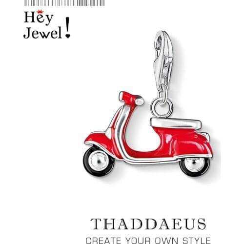 Pendant Red Scooter,2019 Brand New Fashion Jewelry Europe Style Bijoux Trendy 925 Sterling Silver Italian Gift For Woman Men