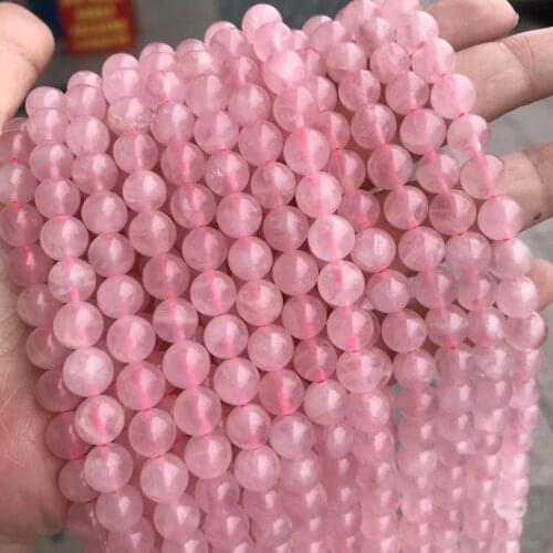 6/8/10mm Round Natural Madagascar Rose Quartzs Stone Beads Loose Pink Crystal Stone Beads For Jewelry Making DIY Bracelet 15