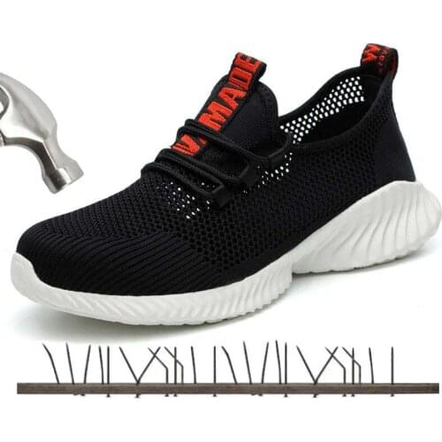 Dropshipping Men Steel Toe Cap Work Boots Breathable Labor Insurance Shoes Anti-smashing Puncture Proof Safety Mesh Sneakers