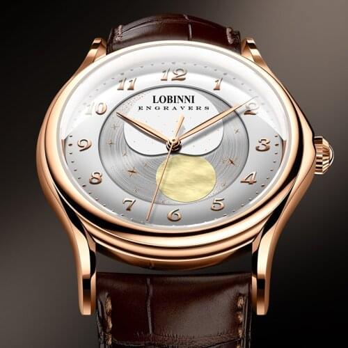 Switzerland Luxury Brand LOBINNI Watches Men Japan MIYOTA Automatic Mechanical Men Watch Sapphire Moon Phase reloj hombre L1810