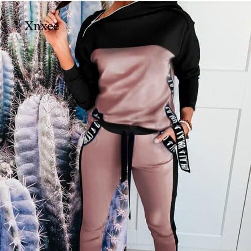 2021 Autumn and Winter Womens Suit Hoodie Patchwork Sportswear Suit Womens 2-Piece Long-Sleeved Sweatshirt Pants