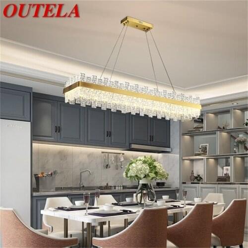 OUTELA Pendant Lights Postmodern Gold Luxury Brass Round LED Lamp Fixture For Home Decoration
