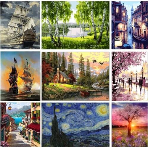 Landscape painting picture coloring by numbers on canvas hand painted wall diy 40x50cm