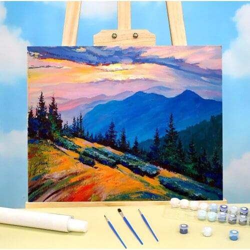 Landscape Evening Paint By Numbers Set Oil Paints 50*70 Oil Painting New Design For Children Wall Art Wholesale