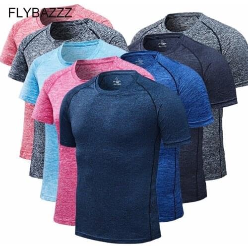 Plus Size Mens Running T-Shirts Women Quick Dry Compression Sport Short T-Shirts Fitness Gym Tees Mens Soccer Jersey Sportswear