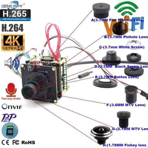 Mini Pin hole Two Way Audio H.265 IR-Cut CCTV Video Surveillance IMX415 4K WIFI IP Camera 8MP Starlight Network Camera Module