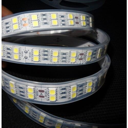 5M 600LEDs 120led/M 5050 LED Strip Light;waterproof in silicon tube;white pcb;DC12V input;144W