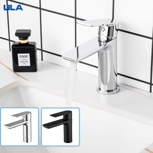 ULA Brass Basin Faucet Black Chrome Bathroom Fixture Washbasin Mixer Tap Hot Cold Water Mixer Taps Crane Waterfall Sink Faucet