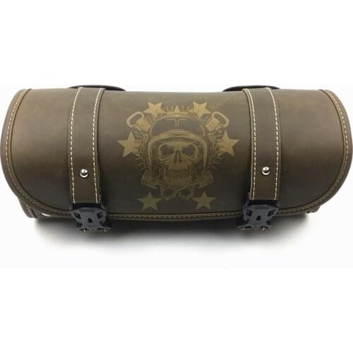 Motorcycle PU Vintage Front Toolkit Bag Saddlebag Round Barrel Saddle Tool Bag For Harley Honda Suzuki Yamaha Motorbike e-bike