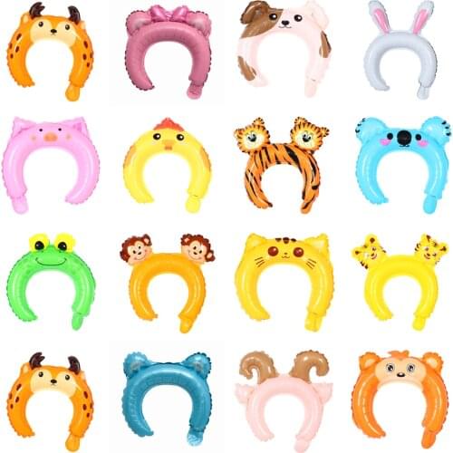 10/20pcs Animal Headband Balloons Safari Birthday Party Decoration Happy Birthday Balloon Weeding Baby Shower Party Supplies