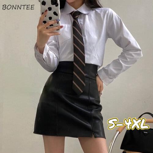 Mini Skirts Women Elegant Fashion Sexy Bodycon PU Leather Oversize Office Lady Solid Color High Waist Slim Bottoms A-line Slim