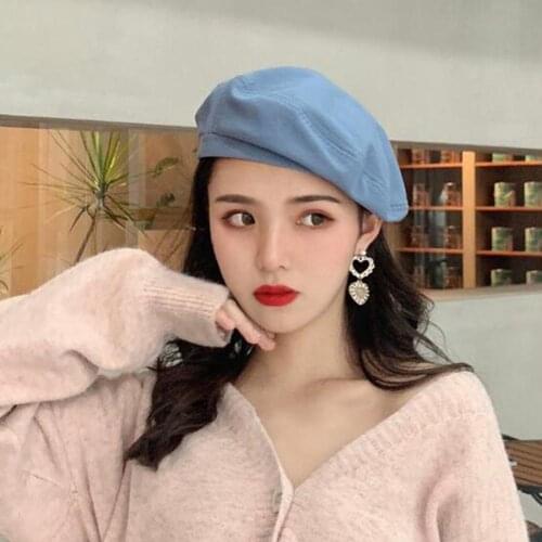 Fashion Woman Solid Color Girl Beret Beanie Cap Painter Summer Spring Sun Hat