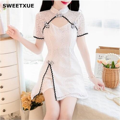 SWEETXUE New Temperament Fashion Improved Cheongsam Retro Chinese Style Split Top + High Waist Shorts Ladies Suit 2 Piece Set