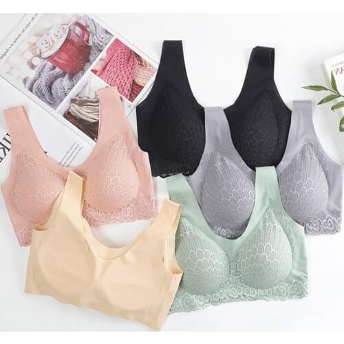 Plus Size Ice Silk Women Bra Latex BH Push Up Bralette Seamless With Pad Breathable Brassiere Sleep Crop Top Sexy Lingerie Bras