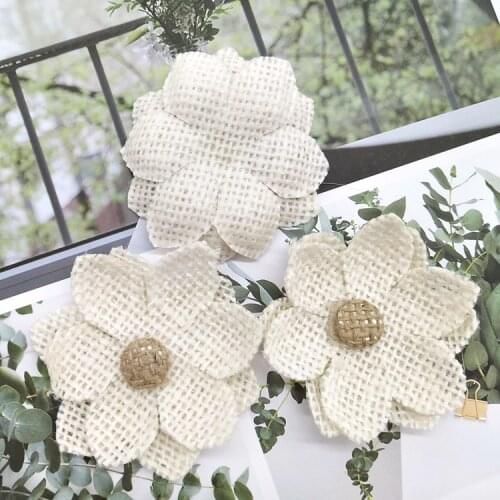 1 PCS Handmade Natural Jute Burlap Hessian Flower DIY Craft Supplies Vintage Favor Rustic Wedding Decoration Centerpieces