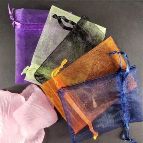 100Pcs 15*20cm Plain Eugen Yarn Beam Pouches Christmas Wedding Gift Candy Bags Organza Gauze Element Jewelry Packaging 5ZSH317