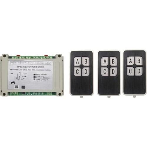220V 380V 4CH 30A RF Wireless Remote Control System teleswitch 3pcs transmitter and receiver universal gate remote control