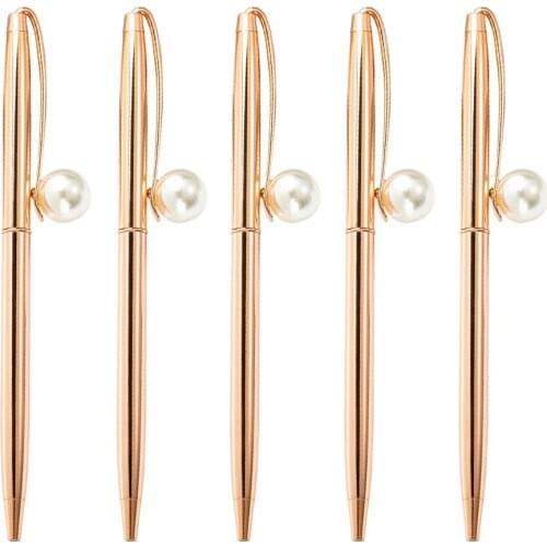 50Pcs/lot New Style Pearl Ballpoint Pen Metal Material Rotate Ballpen School Office Students Gift Stationery Free Custom Logo