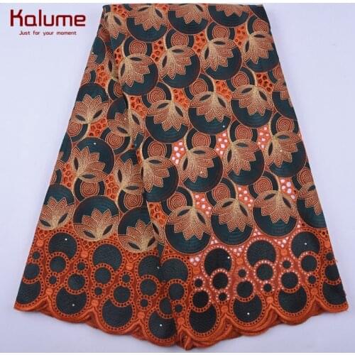 Kalume 2020 African Swiss Cotton Lace Fabric Hole Nigerian Swiss Voile Lace Fabric With Stones For Nigerian Sewin Party 2000