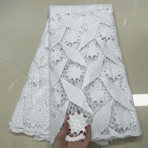 White lace fabric sequins cord lace for african party tissu dentelle nigerian lace fabric wedding fabric high quality 5yard