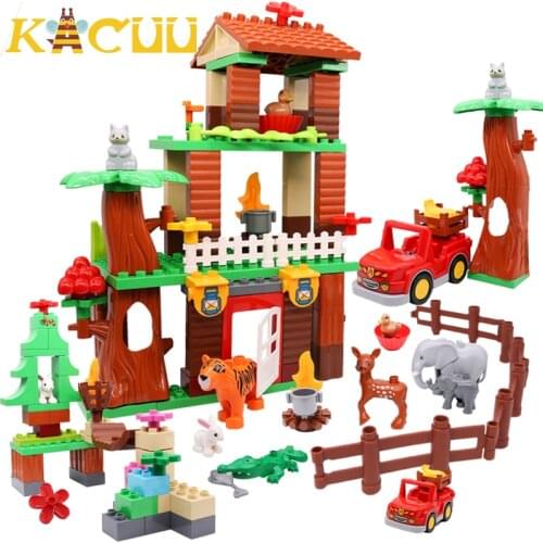 Large Size Jungle Animal Blocks DIY Compatible Duploed Building Block Children Construction Building Toys For Children Kids Gift