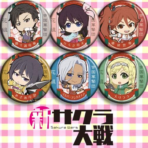 58mm brooch Sakura Wars Kotobukiya native girls Wars Shinguji Sakura cherry war anime badge