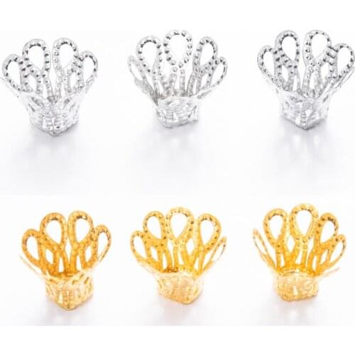 100 Pcs Hollow Flower Spacer Beads End Caps Pendant Charms Filigree DIY Jewelry Accessories Jewelry Making Supplies wholesale