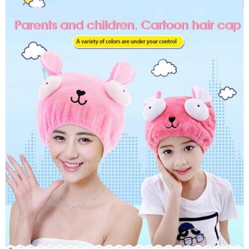 Microfiber Shower Cap Cartoon Hair Quick Drying Dryer Towel Bath Wrap Cap Quick Hat Turban Dry Shower Cap Hair Bonnet Bathroom