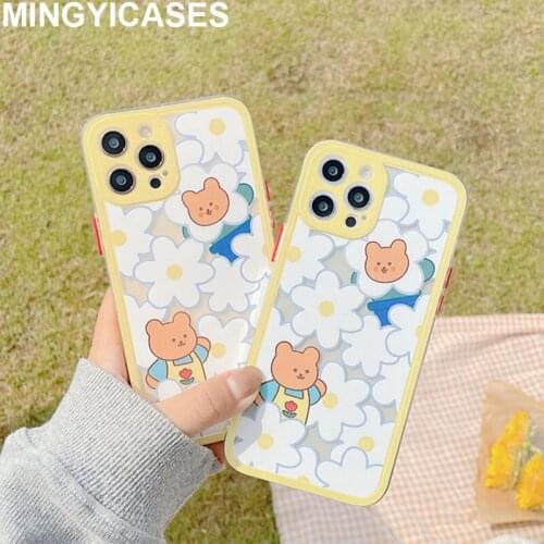 For Iphone 12 Case Soft TPU Silicon Cute Flower Bear Phone Cases for Iphone Xs Max 11 12 Pro Max Xr X 7 8 Plus Back Cover Shell