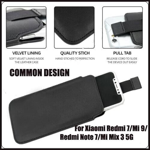 Casteel PU Leather Case For Xiaomi Redmi 7 Redmi Note 7 Mi Mix 3 5G MI 9 MI9 Pull Tab Sleeve Pouch Bag Case Cover