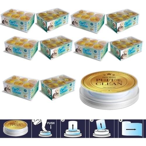 Pufai Puff Clean Pet Dog Cat Cleaning Paws Wipes Capsules 240 Cleaning Capsules in 10 Box