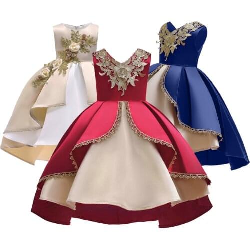 Girls Christmas Red Green bias Trailing Dress Princess baby Clothes Children Wedding Birthday Party frocks For 4 6 8 10 12 Years