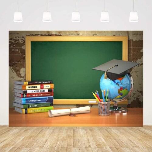 Back to School Backdrop Online Teaching Background for Photography Online Course Decor Books Blackboard Tellurion Graduation