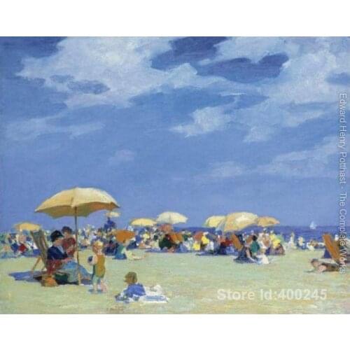 Oil painting beach scene Beach At Far Rockaway Edward Henry Potthast artwork on canvas Handmade High Quality