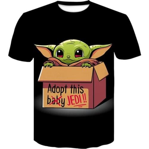 Star Wars Summer New Yoda Baby 3D Print Anime Pattern Male T-shirt Creative Harajuku T-shirt Cartoon Childrens Cartoon T-shirt