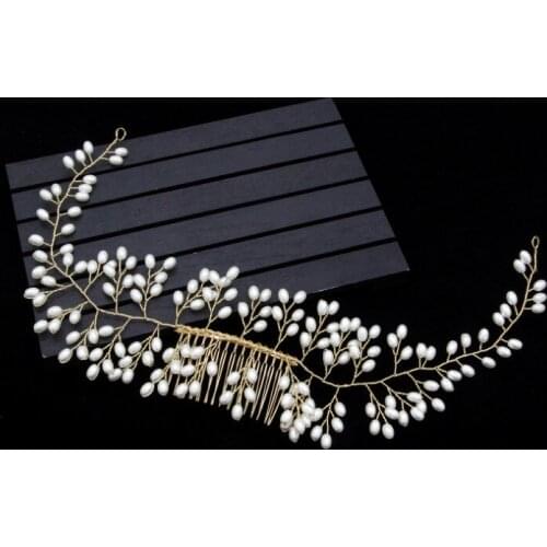 Beautiful Bridal Gold Hair Comb Wedding Dress Hair Accessories Clip Hair Pins for Women Pearl Jewelry Bride Headdress Ornaments